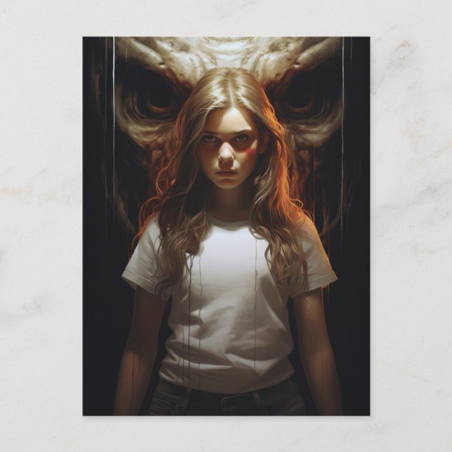 Blond Woman and a Demon Postcard (Front)