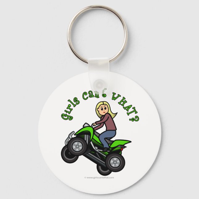 Blond Woman ATV | Four Wheeler Driver Keychain (Front)