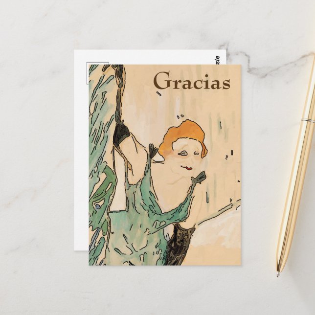 Blond Woman,  Gracias, change text Postcard (Front/Back In Situ)