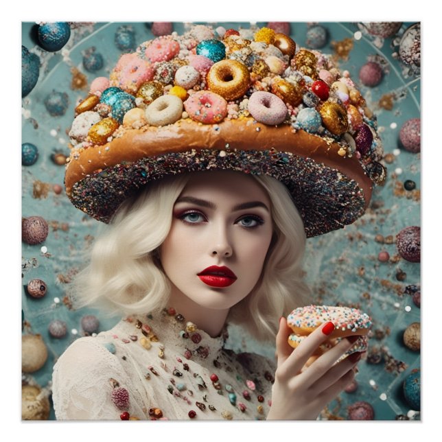 Blond Woman On Planet Doughnuts Fantasy Poster (Front)