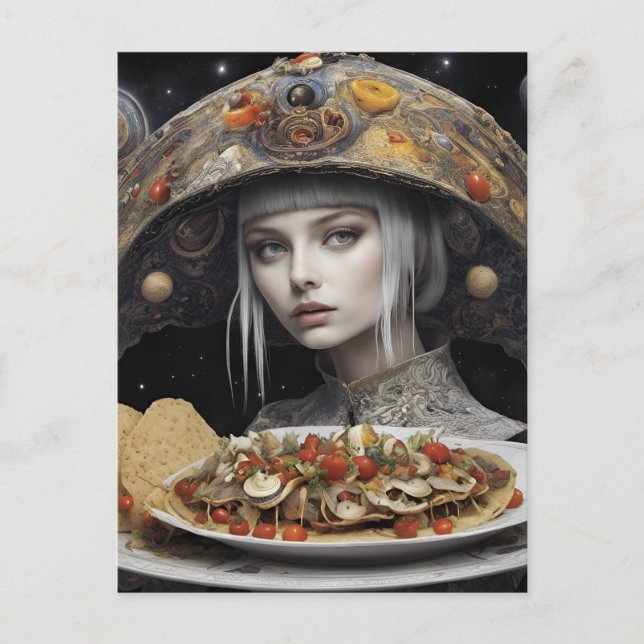Blond Woman On Planet Taco Fantasy Postcard (Front)
