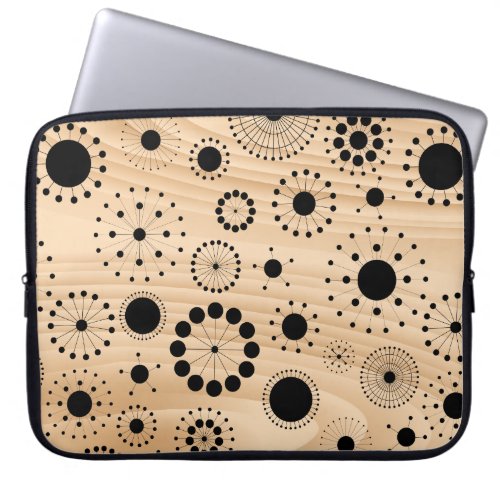 Blond Wood Black Abstract Circles Laptop Sleeve