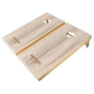 Blond wood texture cornhole set
