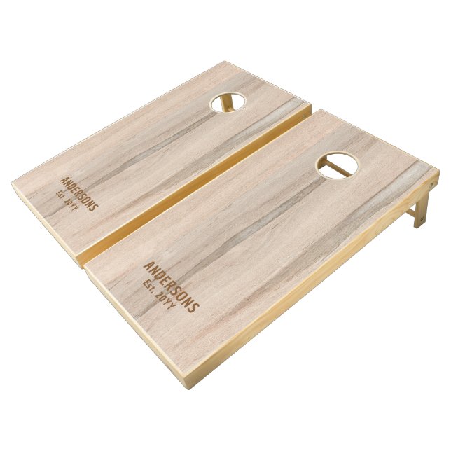 Blond wood texture cornhole set (Angled)