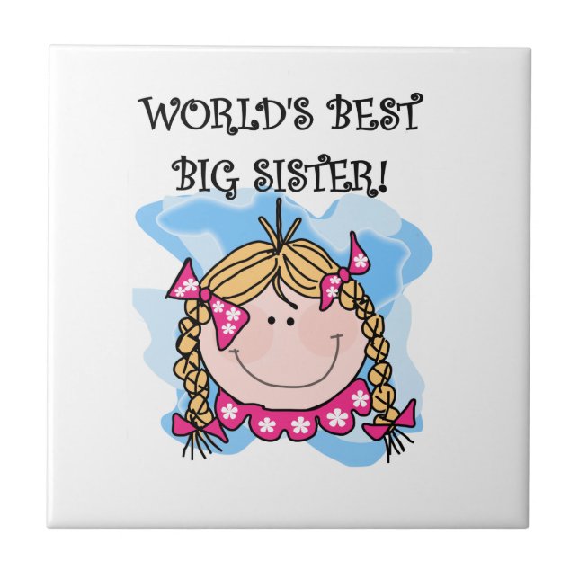 Blond World's Best Big Sister Gifts Ceramic Tile (Front)