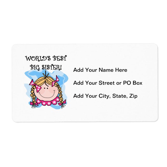 Blond World's Best Big Sister Gifts Label (Front)