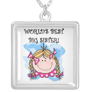 Blond World's Best Big Sister Gifts Silver Plated Necklace
