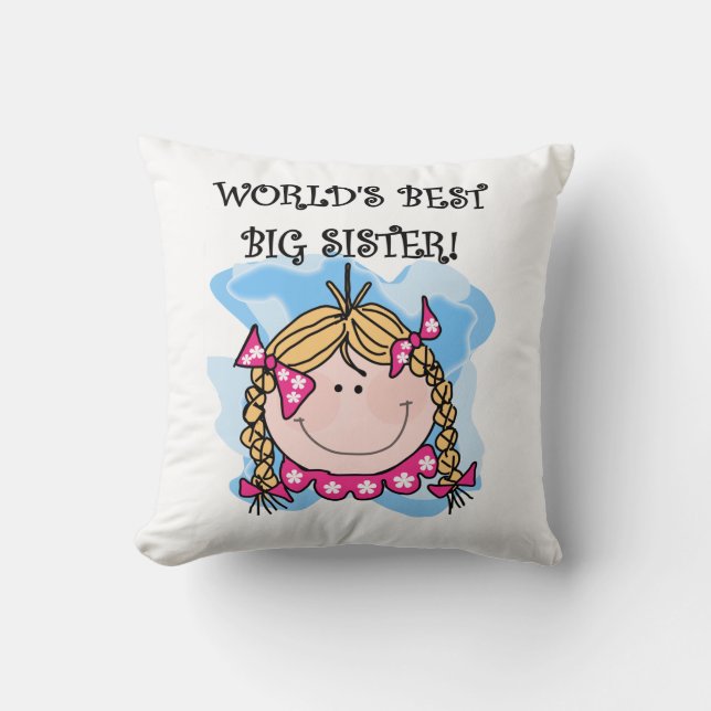 Blond World's Best Big Sister Gifts Throw Pillow (Front)