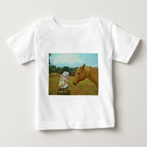 Blond Yellow horse  Easter Bunny Baby T_Shirt