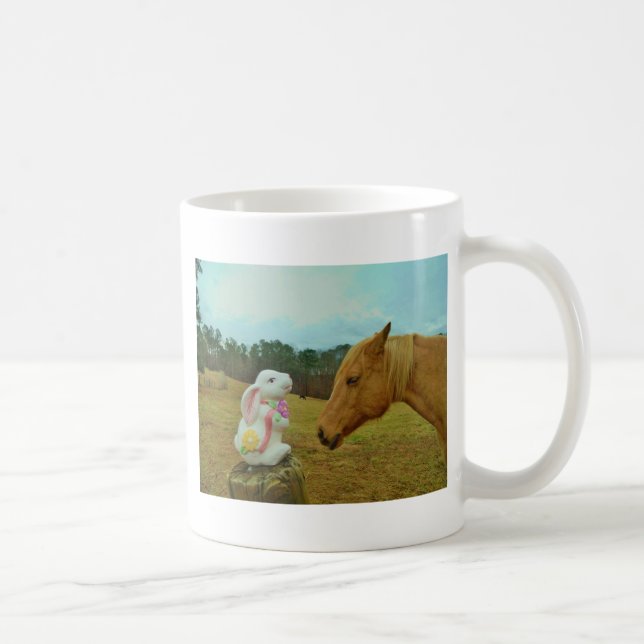 Blond Yellow horse & Easter Bunny Coffee Mug (Right)