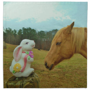 Blond Yellow horse & Easter Bunny Napkin