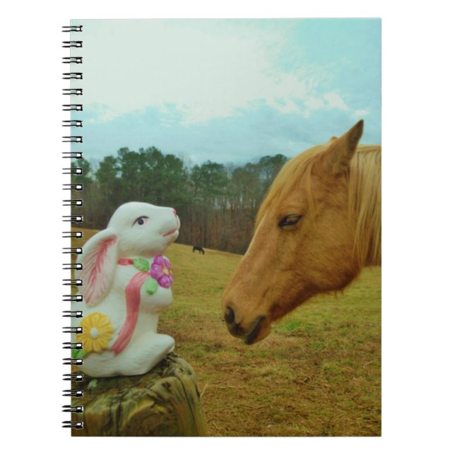 Blond Yellow horse & Easter Bunny Notebook (Front)