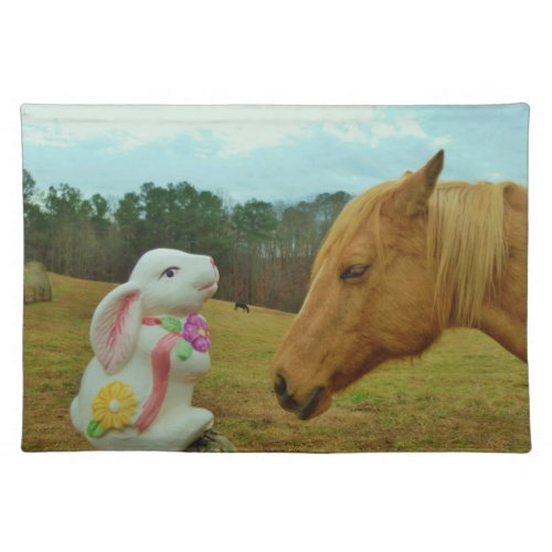 Blond Yellow horse  Easter Bunny Placemat