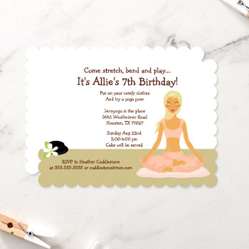 Blond Yoga Girl Stretch & Play Birthday Party  Invitation by allpetscherished at Zazzle