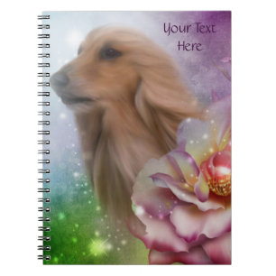 Blonde Afghan Hound Fantasy Dog Art Notebook