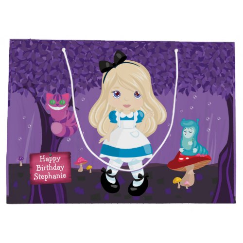 Blonde Alice with Cheshire Cat Large Gift Bag