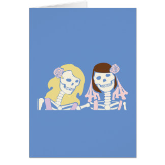 Blonde and Brunette Female Skeleton Couple Cards
