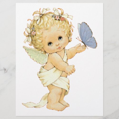 Blonde Angel baby with a butterfly