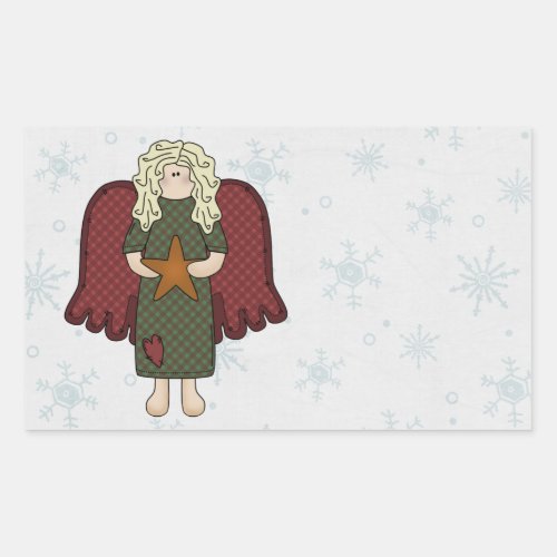 Blonde Angel with Star Rectangular Sticker