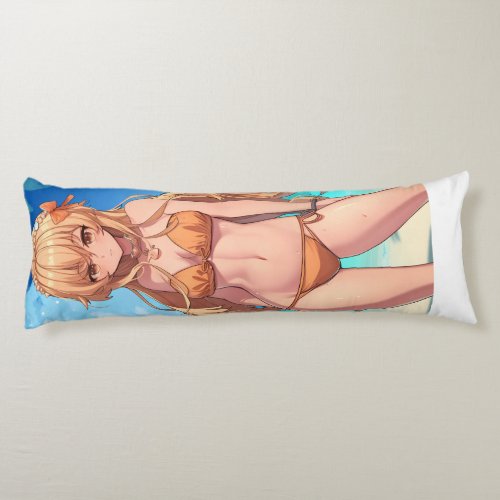 Blonde Anime Beach Girl In A Swimsuit Body Pillow