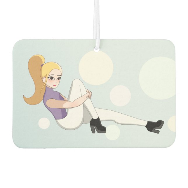 Blonde Anime Girl Air Freshener (Front)