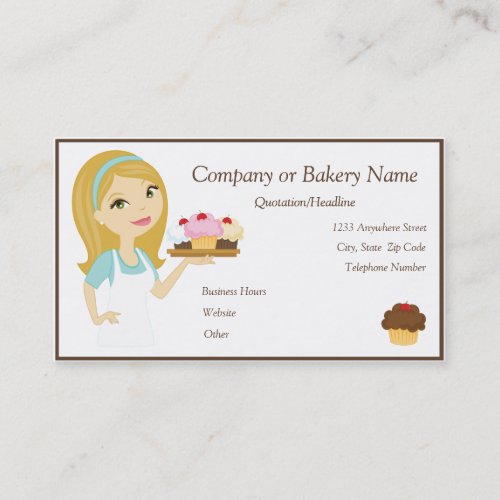 Blonde/Aqua Cupcake Baker/Bakery 4 Business Card