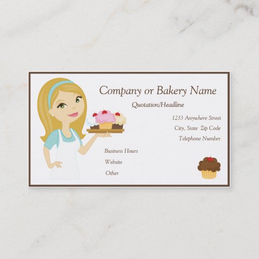 Customizable Blonde/Aqua Cupcake Baker/Bakery 4 Business Card
