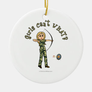 Blonde Archery in Camouflage Ceramic Ornament