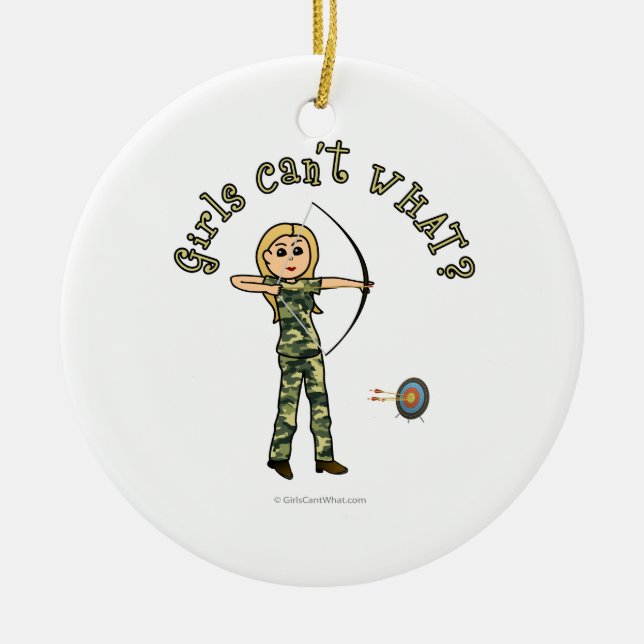 Blonde Archery in Camouflage Ceramic Ornament (Front)