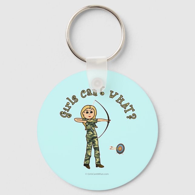Blonde Archery in Camouflage Keychain (Front)