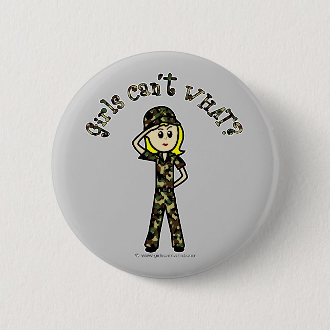 Blonde Army Woman Button (Front)