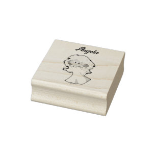 Blonde Baby Angel, Christmas Cartoon for Holidays Rubber Stamp