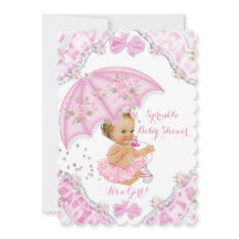 Blonde Baby Shower Pink Umbrella Girl Flowers