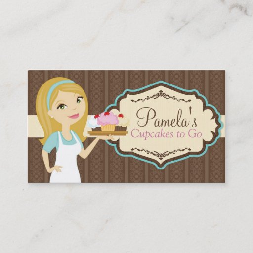 Customizable Blonde Baker Cupcake Business Cards D11