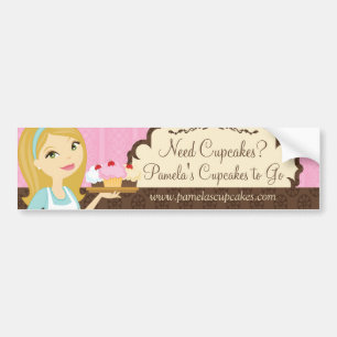 Blonde Baker Cupcake D12 Bumper Sticker 1