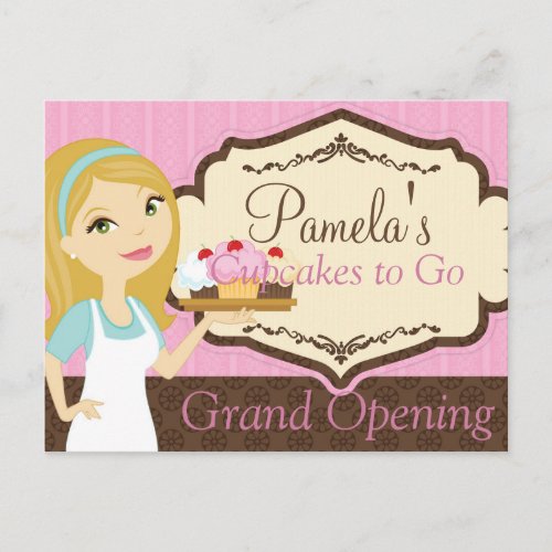 Blonde Baker Cupcake D12 Grand Opening Postcard 1