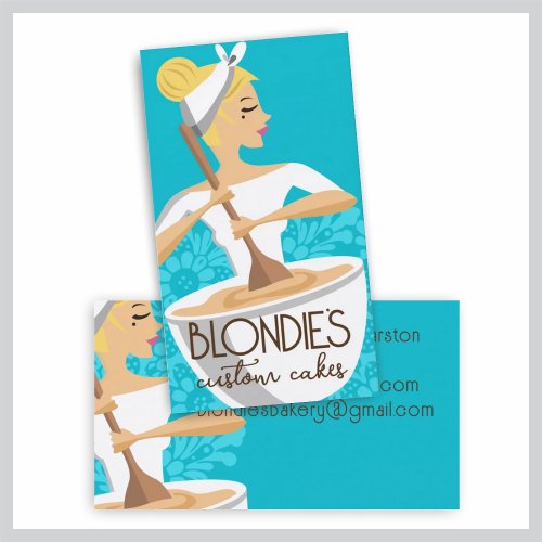 Blonde baking woman bakery pastry chef cooking business card