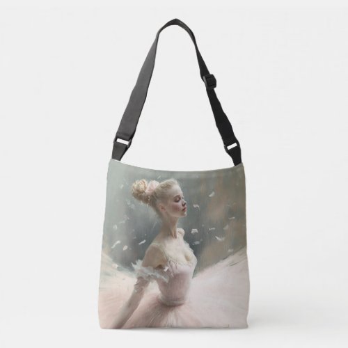 Blonde ballerina  a girl who loves ballet crossbody bag