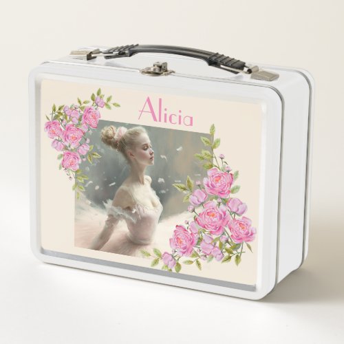 Blonde ballerina  a girl who loves ballet  metal lunch box