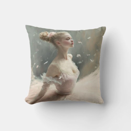 Blonde ballerina  a girl who loves ballet throw pillow