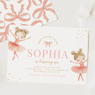 Blonde Ballerina Birthday Invitation