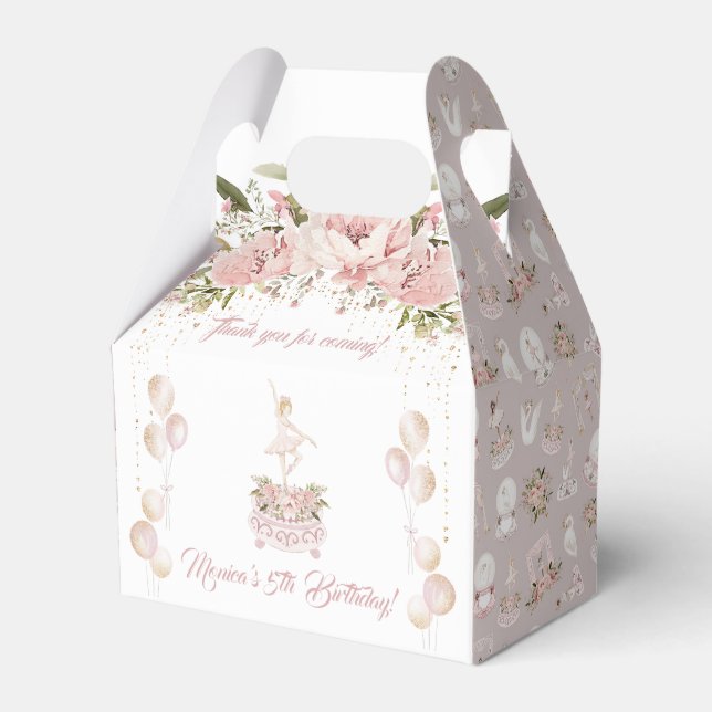 Blonde ballerina blush pink ballet birthday party favor boxes (Front Side)