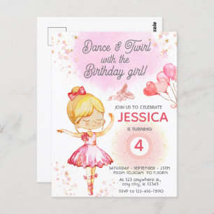 Blonde Ballerina girl birthday ballet  Postcard