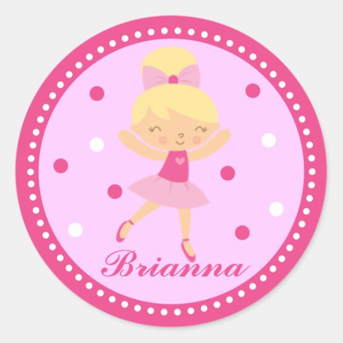 Blonde Ballerina Girl Sticker pink