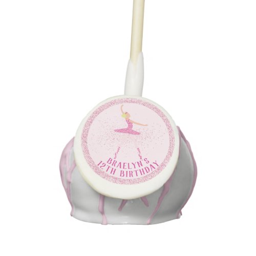 Blonde Ballerina in Pink Glitter Dress Birthday Cake Pops