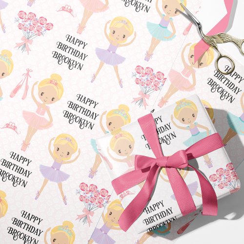 Blonde Ballerina Personalized Wrapping Paper