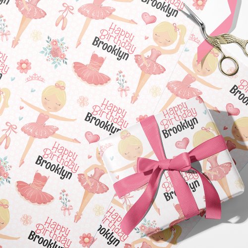 Blonde Ballerina Personalized Wrapping Paper