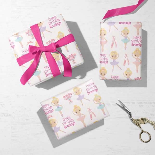 Blonde Ballerina Personalized Wrapping Paper Sheets (Creator Uploaded)