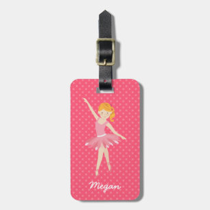 Blonde Ballerina with Pink Polka Dots Luggage Tag