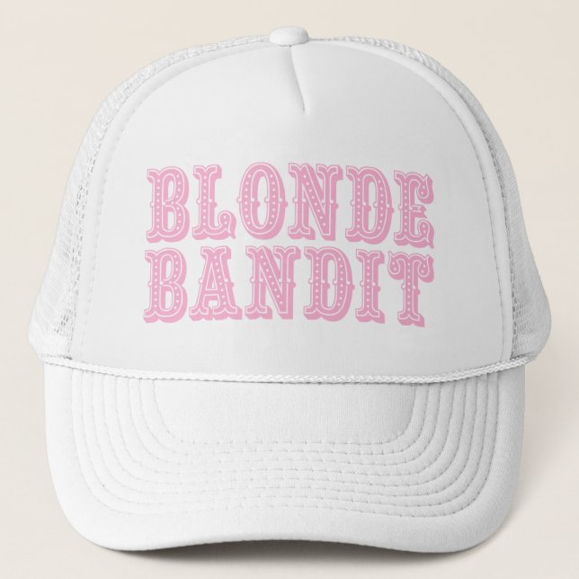 Blonde Bandit Cowgirl Barrel Racing Trucker Hat (Front)